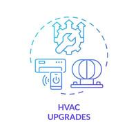 hvac actualizaciones azul degradado concepto icono. mejorar aire acondicionamiento sistema. inteligente control. redondo forma línea ilustración. resumen idea. gráfico diseño. fácil a utilizar en promocional material vector