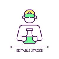 Work with toxic solvents RGB color icon. Personal protective equipment. Safety protocols, risk assessment. Health hazards. Isolated illustration. Simple filled line drawing. Editable stroke vector