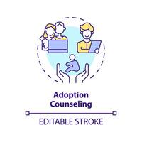 Adoption counseling multi color concept icon. Adoption agency. Legal advice. Family planning. Online consulting. Round shape line illustration. Abstract idea. Graphic design. Easy to use vector