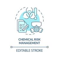 Chemical risk management soft blue concept icon. Personal protective equipment. Hazard danger sign. Round shape line illustration. Abstract idea. Graphic design. Easy to use presentation, article vector