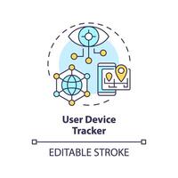 Digital tracking multi color concept icon. Device management, security protocols. Vulnerability assessment, cybersecurity. Round shape line illustration. Abstract idea. Graphic design. Easy to use vector