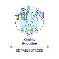 Kinship adoption multi color concept icon. Child adopted by family member. Legal caregiver. Child custody. Round shape line illustration. Abstract idea. Graphic design. Easy to use vector