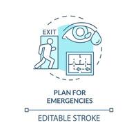 Plan for emergencies soft blue concept icon. Emergency operations plan. Evacuation preparedness. Round shape line illustration. Abstract idea. Graphic design. Easy to use presentation, article vector