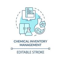 Chemical inventory management soft blue concept icon. Chemical containers, workplace safety. Round shape line illustration. Abstract idea. Graphic design. Easy to use presentation, article vector