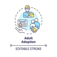 Adult adoption multi color concept icon. Formal procedure. Legal parent child relationship. Adoption certificate. Round shape line illustration. Abstract idea. Graphic design. Easy to use vector