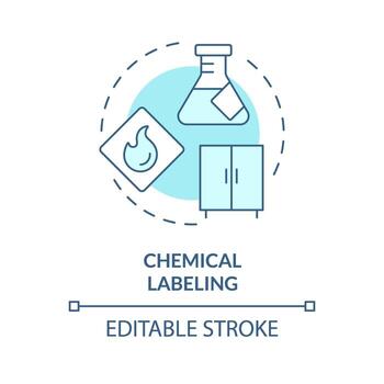 Chemical labeling soft blue concept icon. Sample management. Material safety, proper storage. Round shape line illustration. Abstract idea. Graphic design. Easy to use presentation, article vector