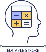 Numerical reasoning RGB color icon. Mathematical intelligence, IQ. Cognitive development, rational intellect. Isolated illustration. Simple filled line drawing. Editable stroke vector