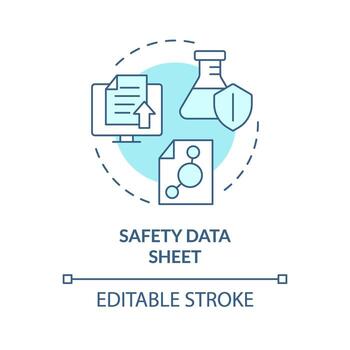 Safety data sheet soft blue concept icon. Regulatory compliance. Incident prevention. Risk assessment. Round shape line illustration. Abstract idea. Graphic design. Easy to use presentation, article vector
