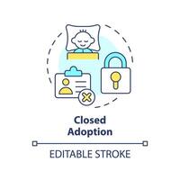 Closed adoption multi color concept icon. Private adoption process. Information protection. Child welfare. Round shape line illustration. Abstract idea. Graphic design. Easy to use vector