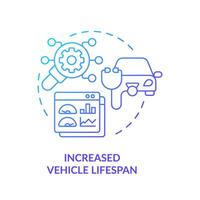 Vehicle increased lifespan blue gradient concept icon. Fleet management, car maintenance. Round shape line illustration. Abstract idea. Graphic design. Easy to use in infographic, presentation vector