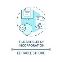 File articles of incorporation soft blue concept icon. Company registration. Steps to start NPO. Round shape line illustration. Abstract idea. Graphic design. Easy to use in article vector