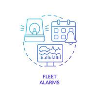 flota alarmas azul degradado concepto icono. la seguridad conciencia, cliente servicio. coche supervisión. redondo forma línea ilustración. resumen idea. gráfico diseño. fácil a utilizar en infografía, presentación vector