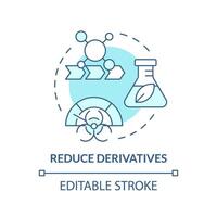 Reduce derivatives soft blue concept icon. Chemical waste reduction. Sustainable chemistry. Round shape line illustration. Abstract idea. Graphic design. Easy to use presentation, article vector