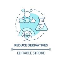 Reduce derivatives soft blue concept icon. Chemical waste reduction. Sustainable chemistry. Round shape line illustration. Abstract idea. Graphic design. Easy to use presentation, article vector