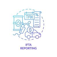 IFTA reporting blue gradient concept icon. Fuel taxes, consumption regulation. Operational expenses reduce. Round shape line illustration. Abstract idea. Graphic design. Easy to use in infographic vector