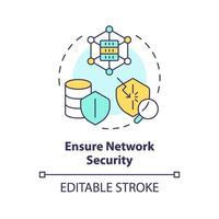 Network security multi color concept icon. Data encryption, privacy. Vulnerability protection, assessment risk. Round shape line illustration. Abstract idea. Graphic design. Easy to use vector