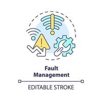 Fault management multi color concept icon. Log analyzing, vulnerability assessment. Server administration maintenance. Round shape line illustration. Abstract idea. Graphic design. Easy to use vector