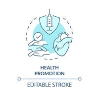 Health promotion soft blue concept icon. Disease prevention. Public health. Preventive medicine. Role of NGO. Round shape line illustration. Abstract idea. Graphic design. Easy to use in article vector