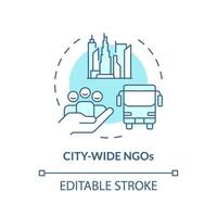 City wide NGOs soft blue concept icon. Non governmental organization. Urban planning. Public transport. Round shape line illustration. Abstract idea. Graphic design. Easy to use in article vector