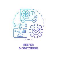 Reefer monitoring blue gradient concept icon. Fleet management. Industry regulation standards. Round shape line illustration. Abstract idea. Graphic design. Easy to use in infographic, presentation vector