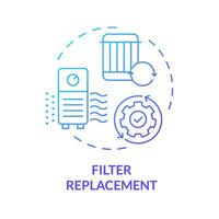 Filter replacement blue gradient concept icon. Air purifier maintenance. Air circulation. Round shape line illustration. Abstract idea. Graphic design. Easy to use in promotional material vector