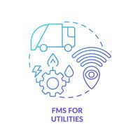 fms para utilidades azul degradado concepto icono. público transporte, ciudad infraestructura. redondo forma línea ilustración. resumen idea. gráfico diseño. fácil a utilizar en infografía, presentación vector