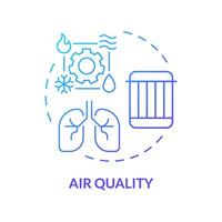 Air quality blue gradient concept icon. Air filter replacement. Respiratory health. HVAC system. Round shape line illustration. Abstract idea. Graphic design. Easy to use in promotional material vector