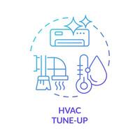 HVAC tune-up blue gradient concept icon. Preventive maintenance. Air duct diagnostics and cleaning. Round shape line illustration. Abstract idea. Graphic design. Easy to use in promotional material vector