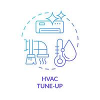 HVAC tune-up blue gradient concept icon. Preventive maintenance. Air duct diagnostics and cleaning. Round shape line illustration. Abstract idea. Graphic design. Easy to use in promotional material vector