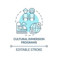 Cultural immersion programs soft blue concept icon. Student exchange program. Round shape line illustration. Abstract idea. Graphic design. Easy to use in presentation vector