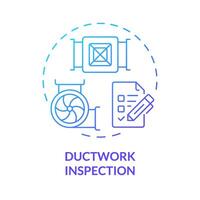 Ductwork inspection blue gradient concept icon. System conduits examination. Preventive maintenance. Round shape line illustration. Abstract idea. Graphic design. Easy to use in promotional material vector