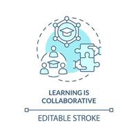 Collaborative learning soft blue concept icon. Working in teams and develop social skills. Communication. Round shape line illustration. Abstract idea. Graphic design. Easy to use in presentation vector