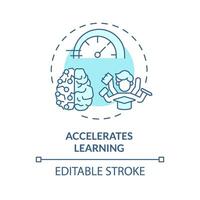 Accelerated learning soft blue concept icon. Multitasking. Students involved in education. Round shape line illustration. Abstract idea. Graphic design. Easy to use in presentation vector