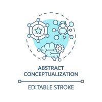 Abstract conceptualization soft blue concept icon. Synthesizing reflections into ideas, theories. Round shape line illustration. Abstract idea. Graphic design. Easy to use in presentation vector