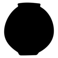 chino cerámico florero con pintado negro silueta vector