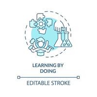 Learning by doing soft blue concept icon. Hands-on education. Experiential learning strategies. Activities. Round shape line illustration. Abstract idea. Graphic design. Easy to use in presentation vector