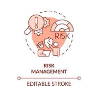 Risk management red concept icon. Safety risks. Insurance due to experiential learning. Round shape line illustration. Abstract idea. Graphic design. Easy to use in presentation vector