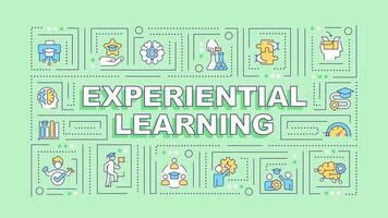 Experiential learning green word concept. Hands-on experience, reflection. Typography banner. Flat design. illustration with title text, editable line icons. Ready to use vector