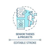 Senior theses and projects soft blue concept icon. Comprehensive projects. Round shape line illustration. Abstract idea. Graphic design. Easy to use in presentation vector