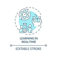 Learning in real time soft blue concept icon. Solving problems and challenges. Source of learning. Round shape line illustration. Abstract idea. Graphic design. Easy to use in presentation vector