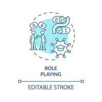 Role playing soft blue concept icon. Understand different perspectives, practice skills. Round shape line illustration. Abstract idea. Graphic design. Easy to use in presentation vector