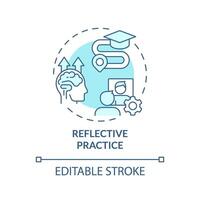 Reflective practice soft blue concept icon. Expert self-monitor effectiveness of working. Personal growth. Round shape line illustration. Abstract idea. Graphic design. Easy to use in presentation vector