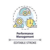 Performance management multi color concept icon. System analysis, process improvement. Efficiency administration. Round shape line illustration. Abstract idea. Graphic design. Easy to use vector