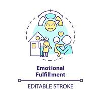 Emotional fulfillment multi color concept icon. Benefit of child adoption. Happy family. Loving parent and kid. Round shape line illustration. Abstract idea. Graphic design. Easy to use vector