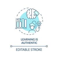 Learning is authentic soft blue concept icon. Engage deeper for learning and working. Round shape line illustration. Abstract idea. Graphic design. Easy to use in presentation vector