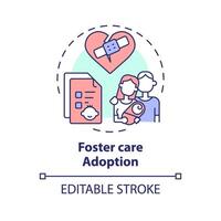 Foster care adoption multi color concept icon. Newborn protection. Child custody. Adopting orphan. Loving family. Round shape line illustration. Abstract idea. Graphic design. Easy to use vector