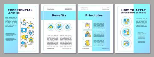 Experiential learning blue brochure template. Basic principles. Leaflet design with linear icons. Editable 4 layouts for presentation, annual reports vector