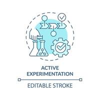 Active experimentation soft blue concept icon. Kolb experiential learning model. Applying new ideas. Round shape line illustration. Abstract idea. Graphic design. Easy to use in presentation vector