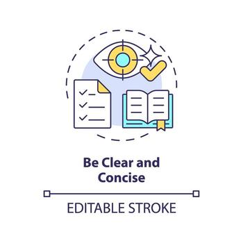 Be clear and concise multi color concept icon. Prompt engineering tips. Accurate and relevant information. Round shape line illustration. Abstract idea. Graphic design. Easy to use in article vector