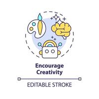 Encourage creativity multi color concept icon. Prompt engineering tips. Creative writing. Unique responses. Round shape line illustration. Abstract idea. Graphic design. Easy to use in article vector